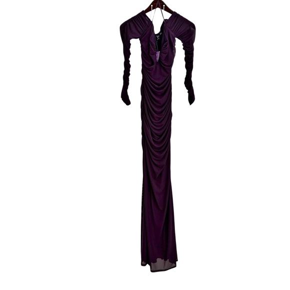 NWT Windsor Marla Mesh Off-The-Shoulder Formal Dress Size Large Purple Plum Long - Picture 5 of 12
